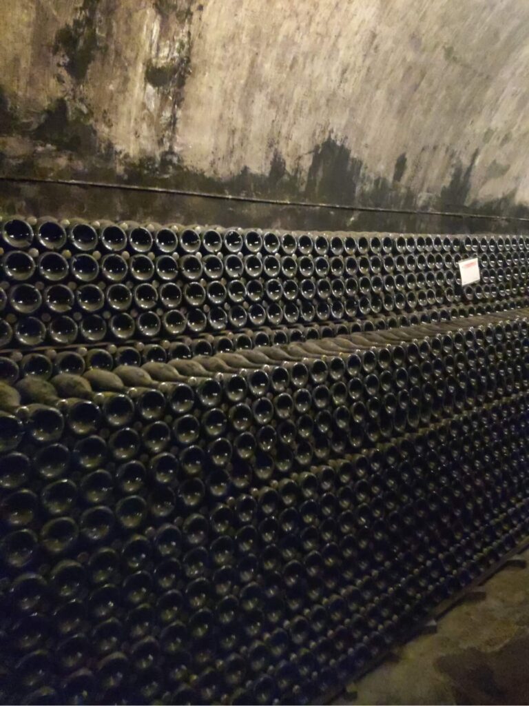 Винные бутылки в тоннелях винодельни Абрау-Дюрсо